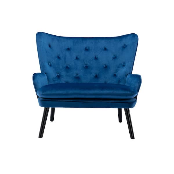 Unbranded 40.16 in. Navy Polyester 2-Seater Loveseat with High Tufted Back