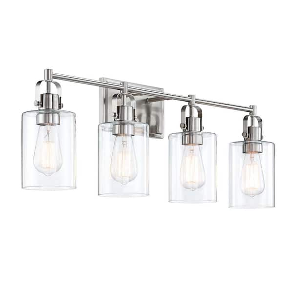Hukoro 30.91 in. 4-Light Brushed Nickel Vanity Light