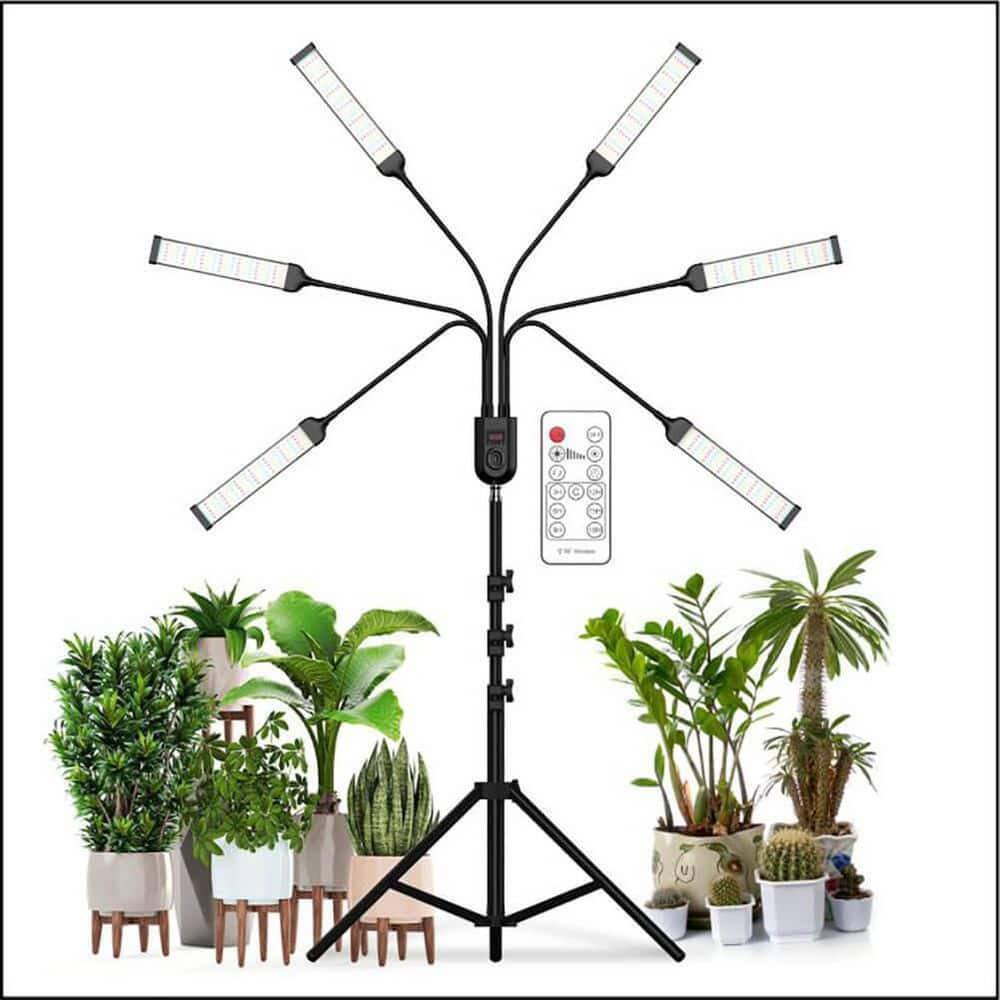 SYEIORAOM LED Grow Light - Six Adjustable Gooseneck Heads, Full Spectrum  for Indoor Plants, Seed Starting (Six-Head Grow Light)