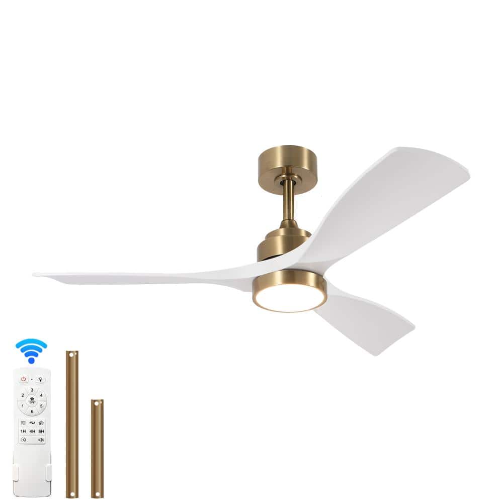 48 in. Gold LED Downrod Mount Standard Ceiling Fan with Remote Control Dimmable 3 ABS Blades Ceiling Fan with Light price history on PriceWatchPro
