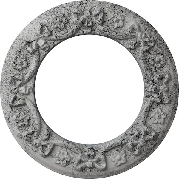 Ekena Millwork 7/8 in. x 12-1/4 in. x 12-1/4 in. Polyurethane Ribbon with Bow Ceiling Medallion, Ultra Pure White Crackle