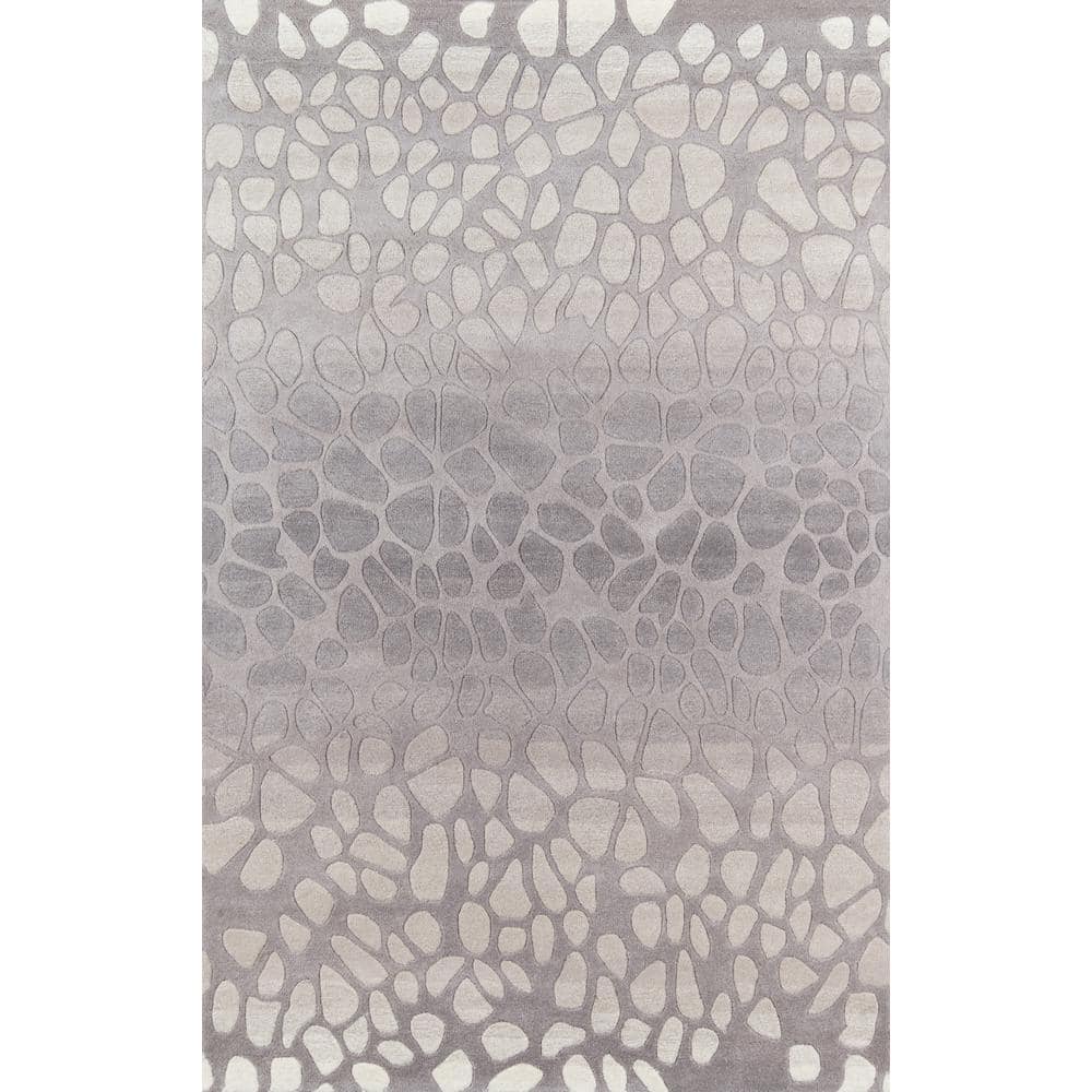 Silver Geometric Hand-Tufted Wool 8' x 10' Area Rug