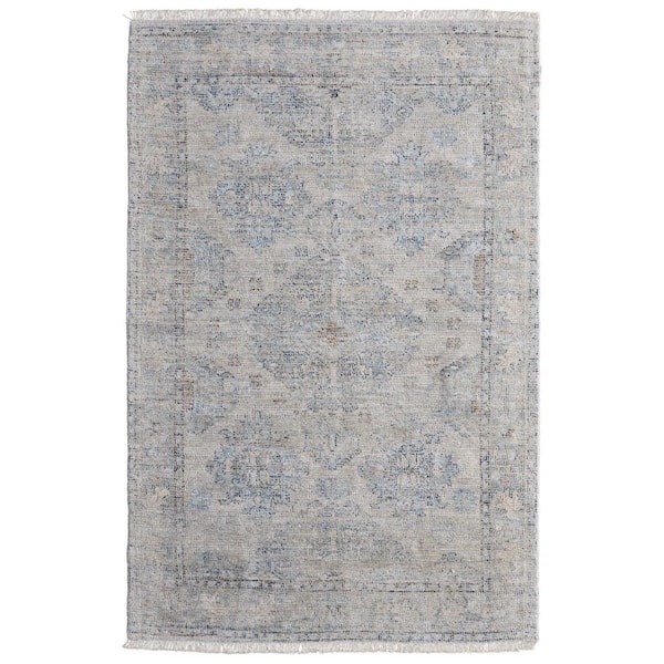HomeRoots 8 X 10 Gray, Blue, Taupe Oriental Area Rug