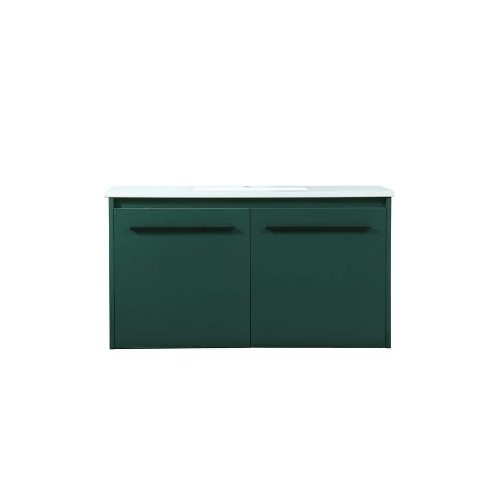 Timeless Home 36 in. W Single Bath Vanity in Green with Engineered Stone Va