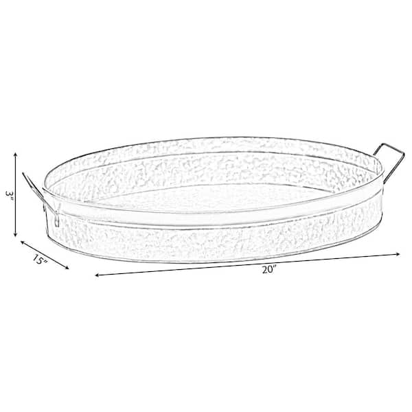 Vintiquewise Galvanized Metal Oval Rustic Serving Tray With Handles Medium  QI003485.M - The Home Depot