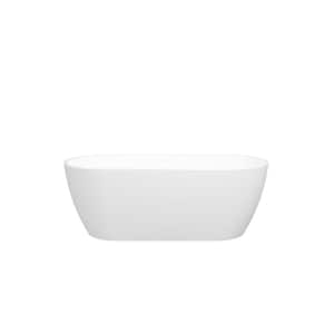 66.9 in. x 29.5 in. Oval Acrylic Freestanding Soaking Bathtub with Pop-Up Drain and PVC Drainpipe in Glossy White