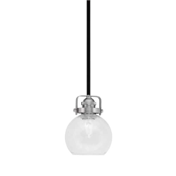 Unbranded Decatur 60-Watt 1-Light Black and Nickel Light Mini Pendant with 5.75 in. Clear Bubble Glass Shade, No Bulb Included