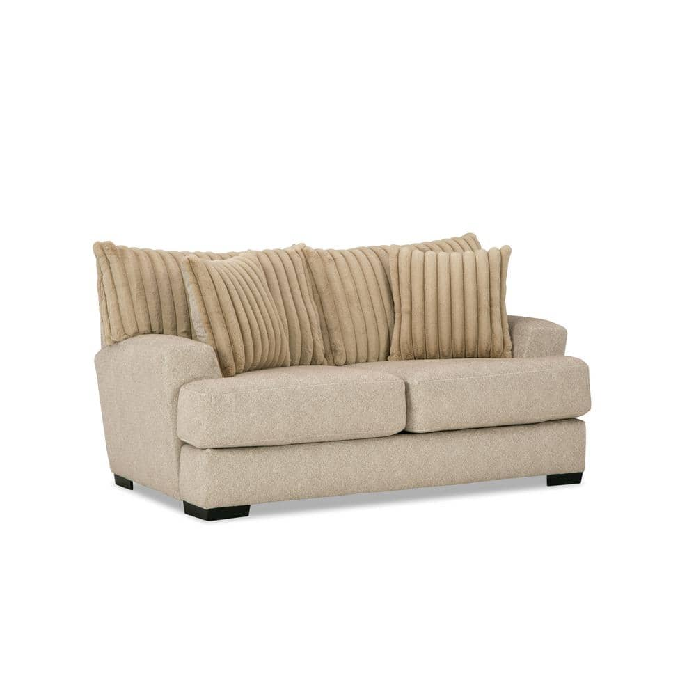 Furniture of America Lola 72 in. Light Brown Polyester Chenille 2-Seater Loveseat With Reversible Cushions