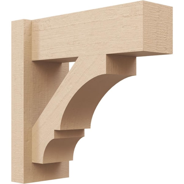 Ekena Millwork 6 in. x 16 in. x 16 in. Balboa Block Rough Cedar Woodgrain Timberthane Polyurethane Outlooker, Primed Tan