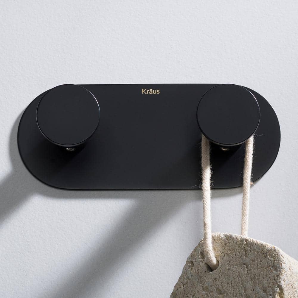 Matte Black Solid Brass Double Wall Mounted Towel Hook