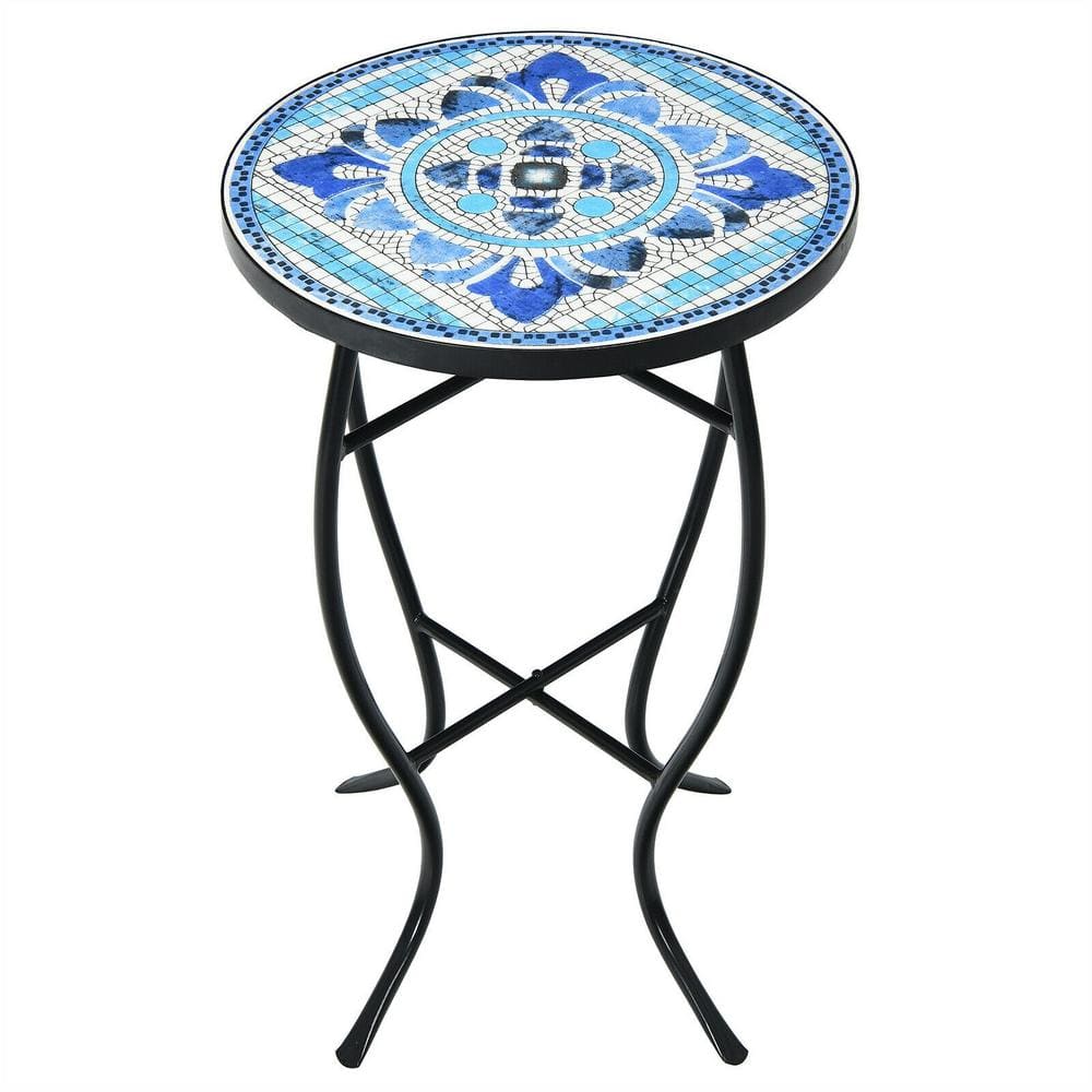 small mosaic outdoor side table