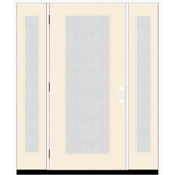 Steves & Sons Legacy 64 in. x 80 in. Full Lite Rain Glass RHOS Primed Linen Finish Fiberglass Prehung Front Door with Dbl 12 in. SL