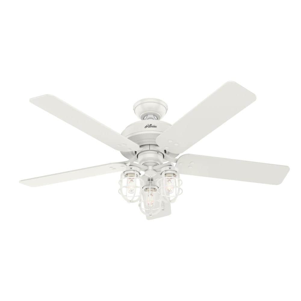 Hunter Port Isabel 52 in. LED Indoor/Outdoor Fresh White Ceiling Fan with Light Kit 50991 Sansujyuku sansujyuku.com