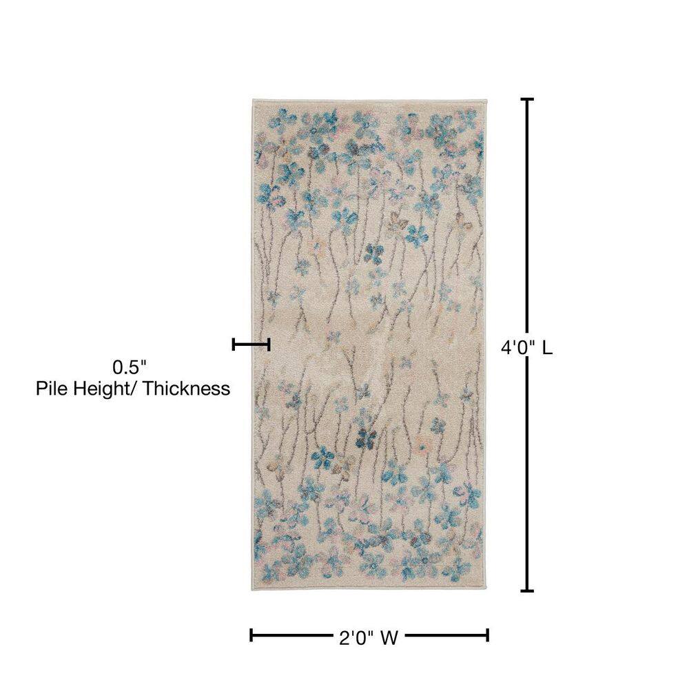Elegant Ivory Floral Viscose 2' x 4' Rectangular Area Rug