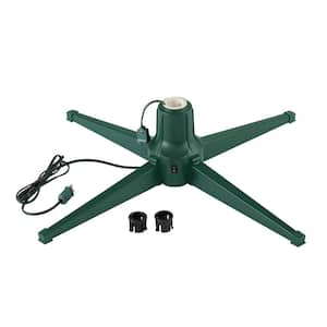 Black Metal Rotating Tree Stand and Powered Christmas with Adapters