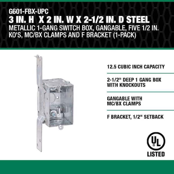 Southwire 3 in. H x 2 in. W x 2-1/2 in. D Steel Metallic 1