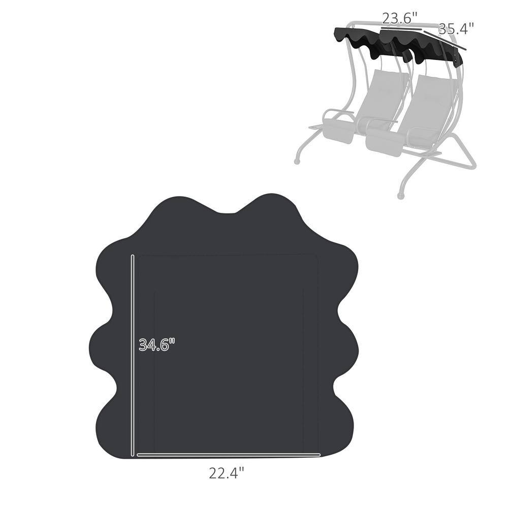 Black Polyester 2-Seater Swing Canopy Replacement Top Cover