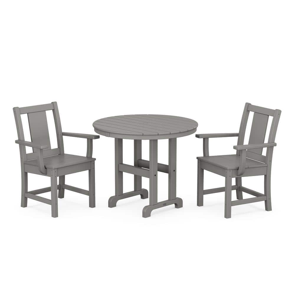 Prairie Slate Grey 3-Piece Plastic Farmhouse Outdoor Bistro Set -  POLYWOOD, PWS2121-1-GY