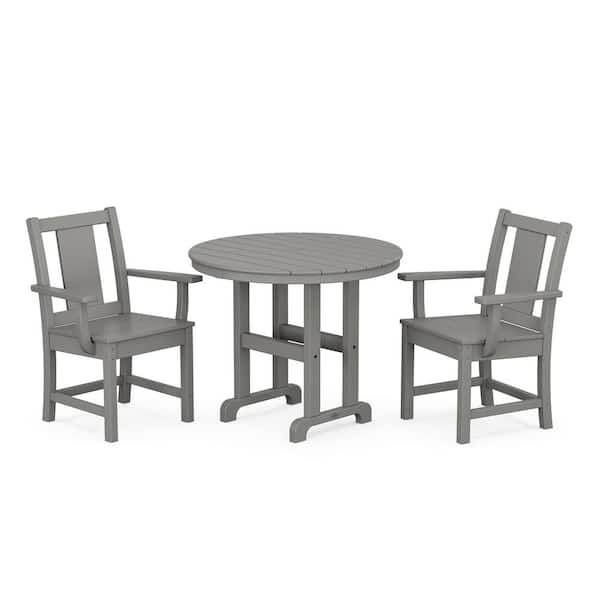 Prairie Slate Grey 3-Piece Plastic Farmhouse Outdoor Bistro Set