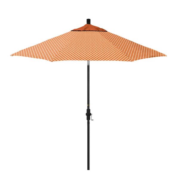 California Umbrella 9 ft. Black Aluminum Market Patio Umbrella with Fiberglass Ribs Crank Collar Tilt in Lavalier Apricot Pacifica Premium
