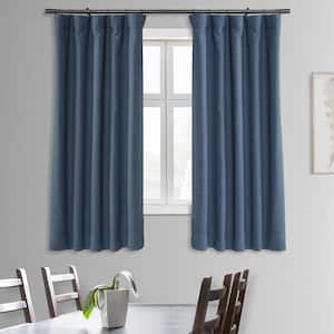 Wild Blue Textured Bellino Room Darkening Curtain - 50 in. W x 63 in. L Rod Pocket with Back Tab Single Curtain Panel