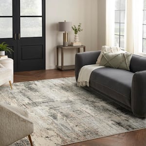 Eco-Friendly Beige Grey 8 ft. x 10 ft. Abstract Contemporary Area Rug