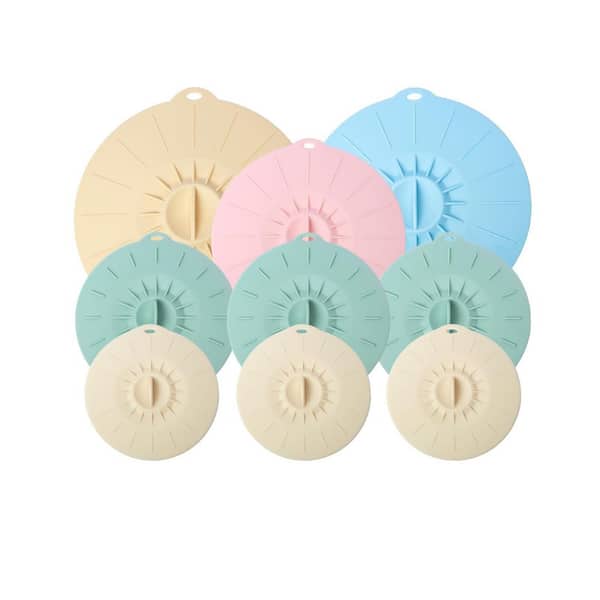 9-Piece Silicone Lids Set, Microwave Splatter Cover, Heat Resistant, Stovetop, Oven, Fridge, Dishwasher Safe