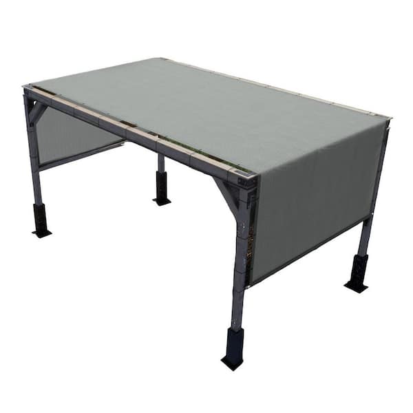 10 ft. x 16 ft. Grey Fabric Sun Shade Cloth with Grommets 95% Shade Pergola Cover Canopy (Stainless Steel Weighted Rods)