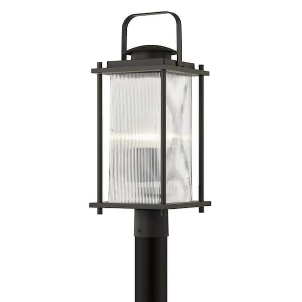 Troy Lighting James Hardwired Bay Bronze 4x4 LED In-Ground Deck Post 1-Light with Clear Ribbed Glass Shade