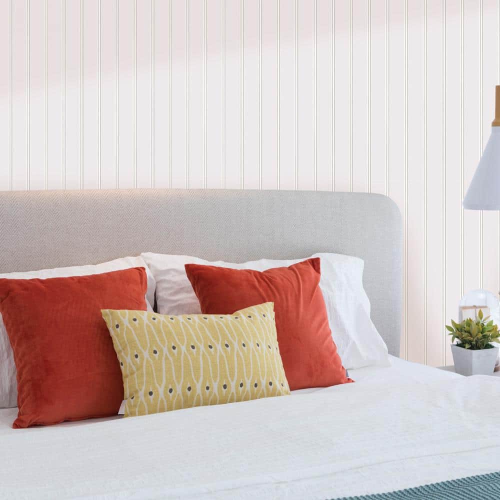 White Wood Beadboard Peel and Stick Wallpaper Roll
