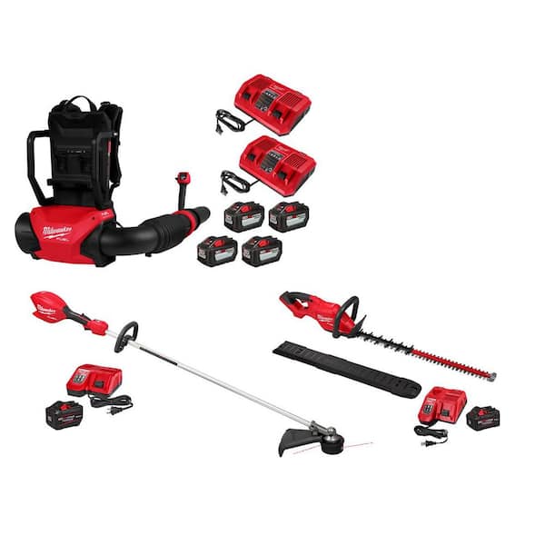 M18 FUEL 155 MPH 650 CFM 18V Brushless Cordless Dual Battery Backpack Blower Kit w/ M18 String Trimmer, M18 Edger