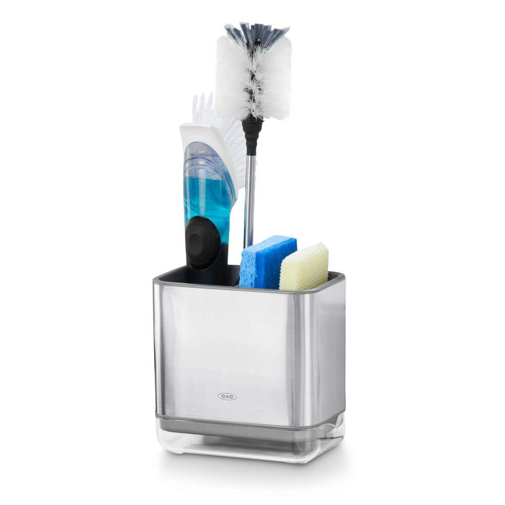 Compact Stainless Steel Sink Caddy with Plastic Inserts