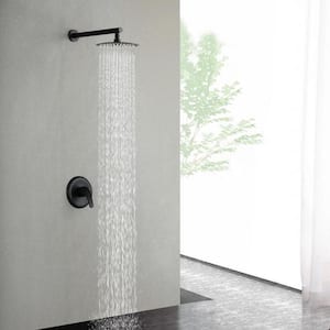 Single-Handle Rainfall Shower System, 1-Spray Patterns 8 in. Wall Mount Fixed Shower Head with 1.8 GPM in Matte Black