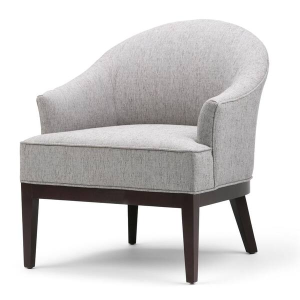 Simpli Home Louise Tub Chair in Grey Linen Look Fabric