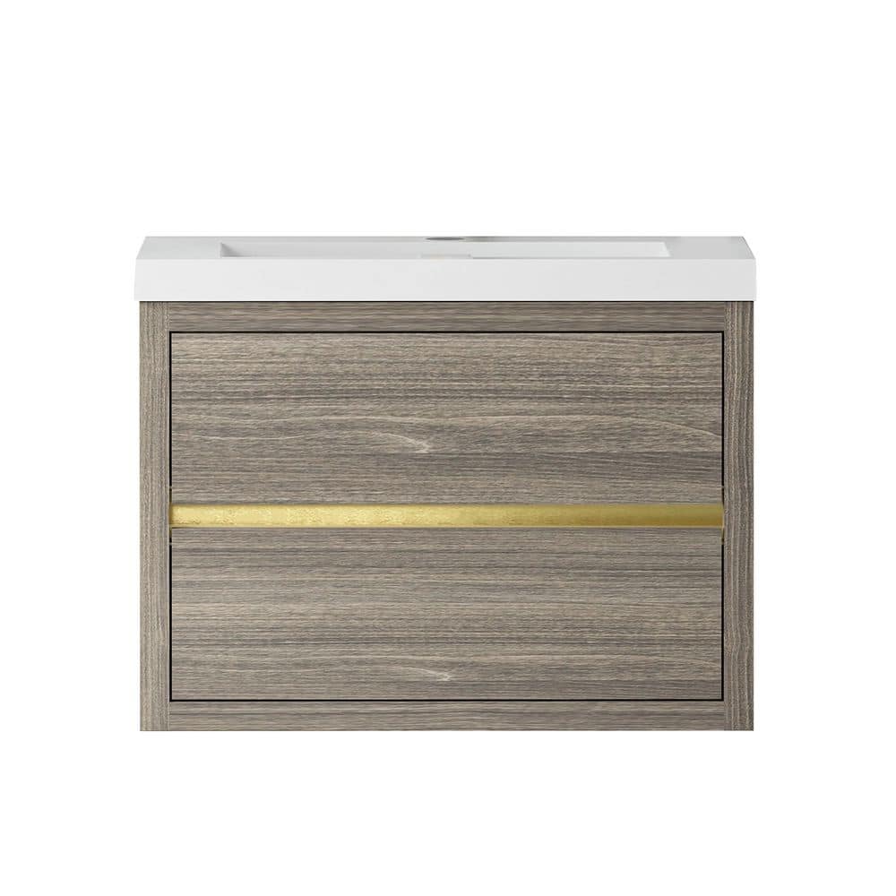 30 in. Wall-Mounted Grey Ash Bath Vanity with Glossy White Solid Surface Top Assembled price history on PriceWatchPro