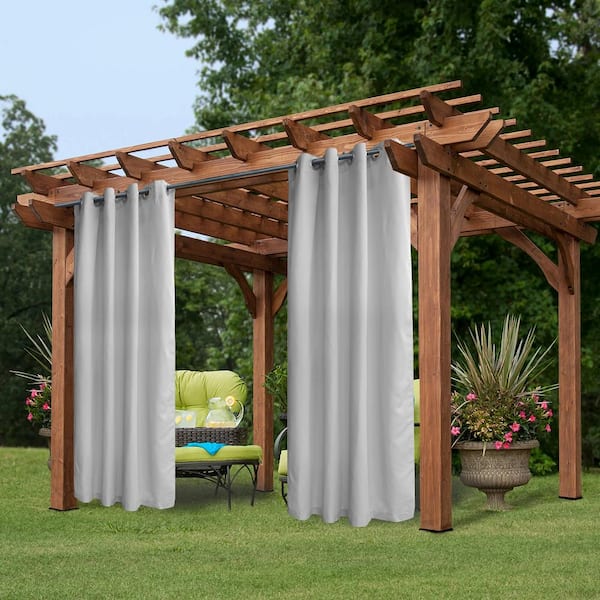 Pro Space Greyish White Grommets Privacy Curtain Panel for Patio Porch Gazebo Cabana, 50" W x 120" L