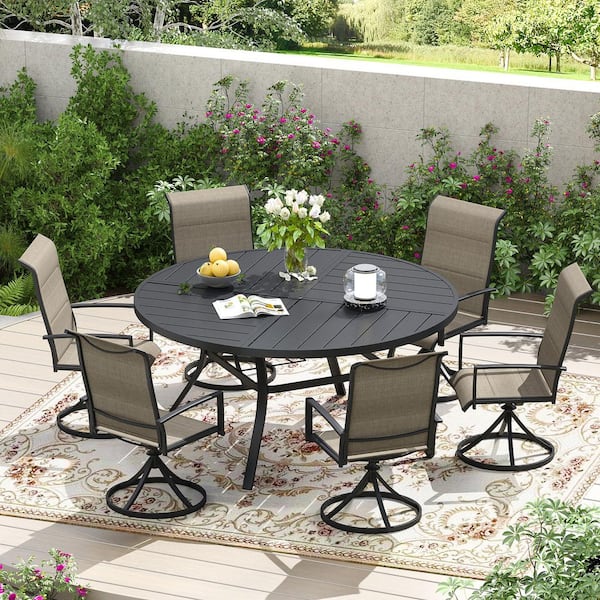 7-Piece Metal Outdoor Dining Set with...
