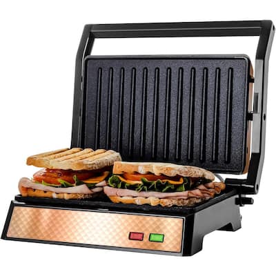 OVENTE 1000-Watt Portable Electric Indoor Grill with Non-Stick Grilling  Plate, Black GD1632NLB - The Home Depot