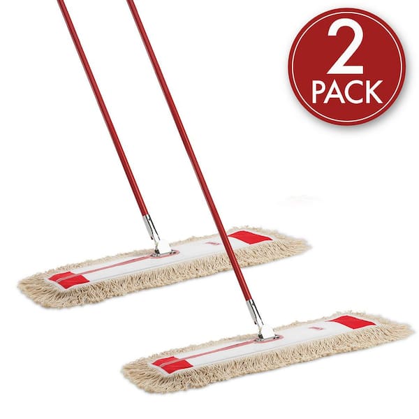 36 in. Heavy Duty Cotton Dust Flat Mop with Steel Handle (2-Pack)