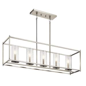 Crosby 41.25 in. 5-Light Brushed Nickel Contemporary Candlestick Linear Chandelier for Dining Room