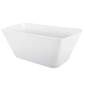 59 in. Acrylic Roll-Top Flatbottom Non-Whirlpool Bathtub in White