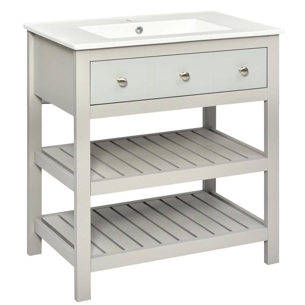 30.3 in. W x 18.5 in. D x 33 in. H Single Sink Freestanding Bath Vanity in 