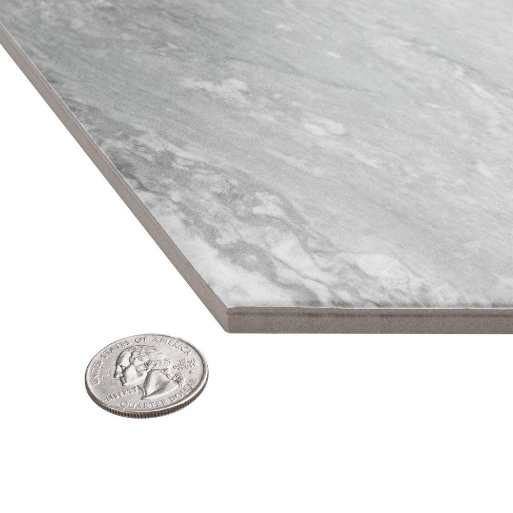 BioTech Hex 11" x 13" Matte Gray Porcelain Tile