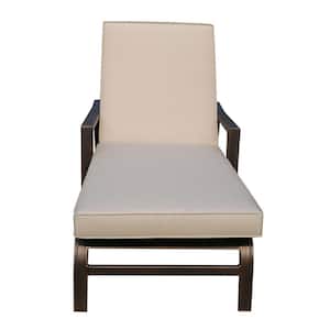 Taupe Aluminum Outdoor Chaise Lounge with Cushion