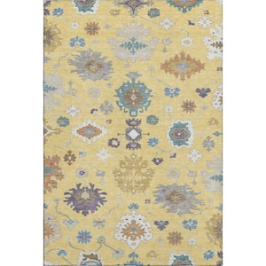 Mayfield Premium Machine Washable Abstract AMF2532 Yellow 8 ft. x 10 ft. Area Rug