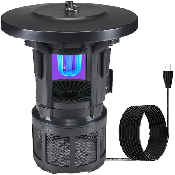 Black Indoor/Outdoor Insect Trap Triple Trapping Power UV Light Powerful Fan and Sticky Glue with Wall-Mounted Bracket