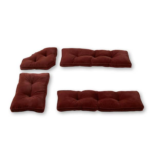 Greendale Home Fashions Hyatt Burgundy 4-Piece Microfiber Kitchen Nook ...