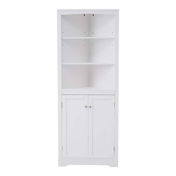 Nivencai 24.4 in. W x 13 in. D x 63.8 in. H White Linen Cabinet with Adjustable Shelf and Doors