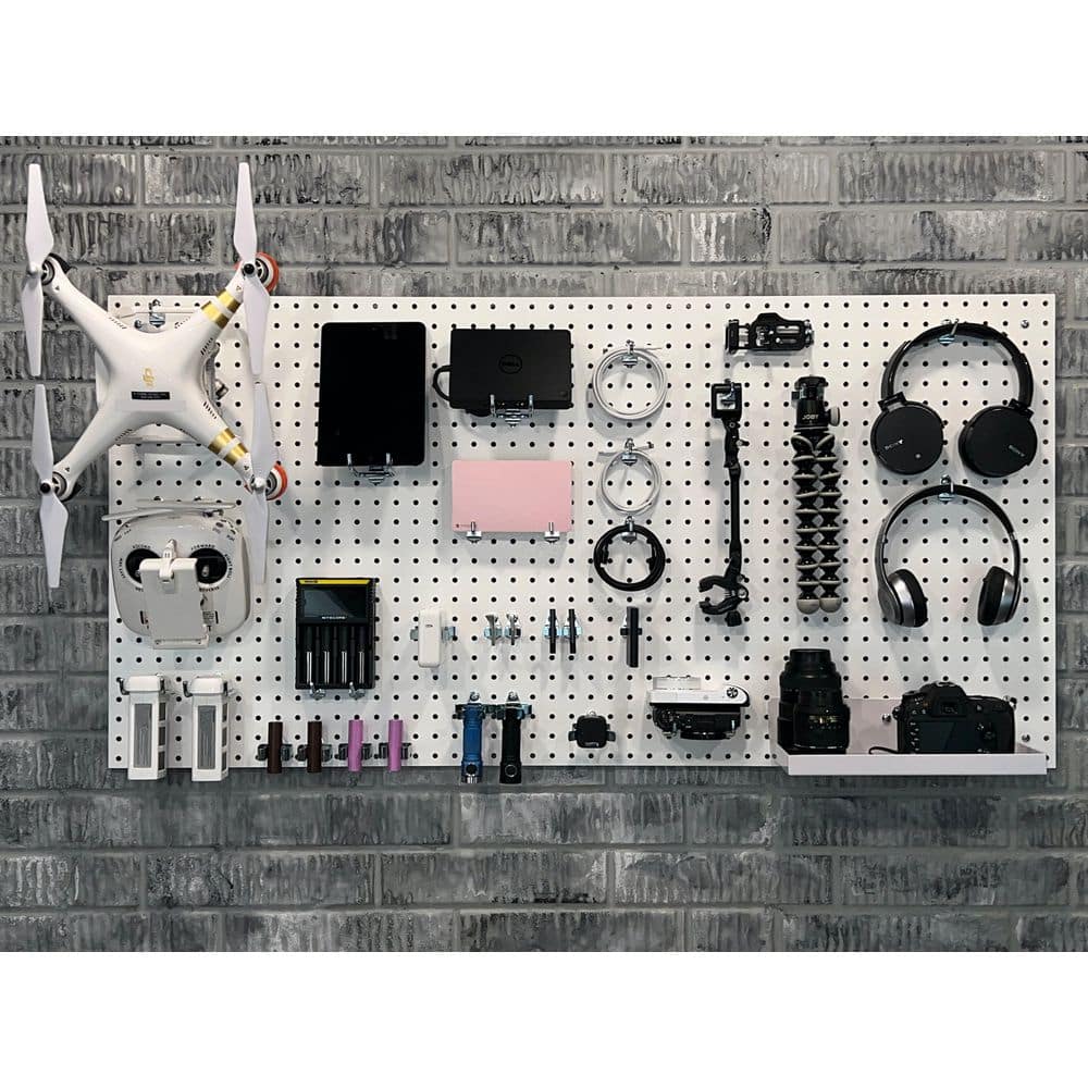 24 in. H x 42 in. W Pegboard 1-Pack White High-Density Fiberboard Kit with 36 Hooks - 3
