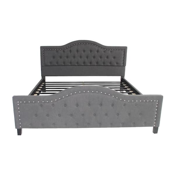 Noble House Virgil King Size Tufted, King Size Wood Bed Frame With Headboard